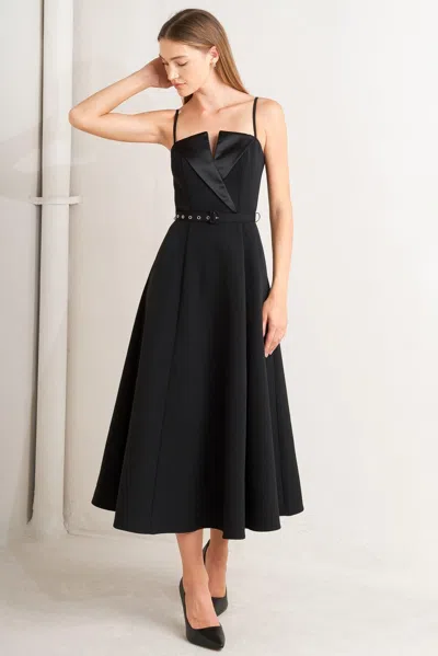 Truedames Midnight Tux Woven Midi Dress In Black