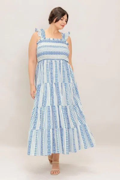 Truedames Midsummer Petals Woven Midi Dress In Blue