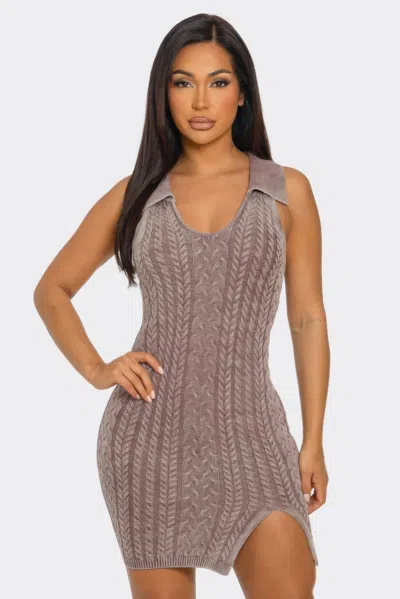 Truedames Mineral Wash Dress In Brown