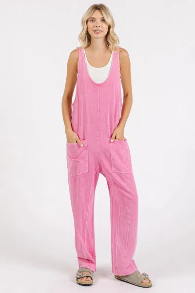 Truedames Mineral Wash Relaxed Fit Sleeveless Harem Jumpsuit In Pink
