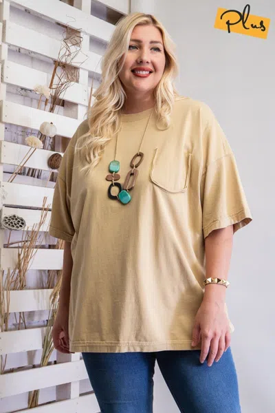 Truedames Mineral Washed Cotton Jersey Boxy Tunic In Yellow
