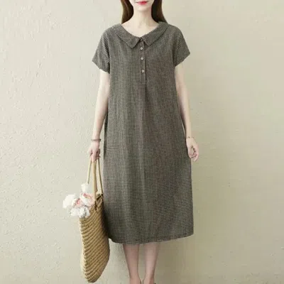 Truedames Mini Gingham Summer Dress In Black