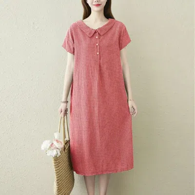 Truedames Mini Gingham Summer Dress In Red