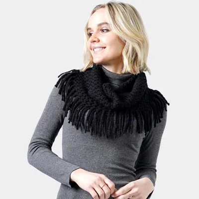 Truedames Mini Tube Fringe Scarf In Black