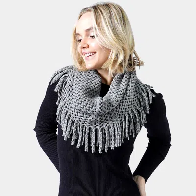 Truedames Mini Tube Fringe Scarf In Gray