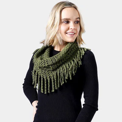 Truedames Mini Tube Fringe Scarf In Green