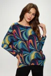 Truedames Mir Batwing Dolman Top In Multi