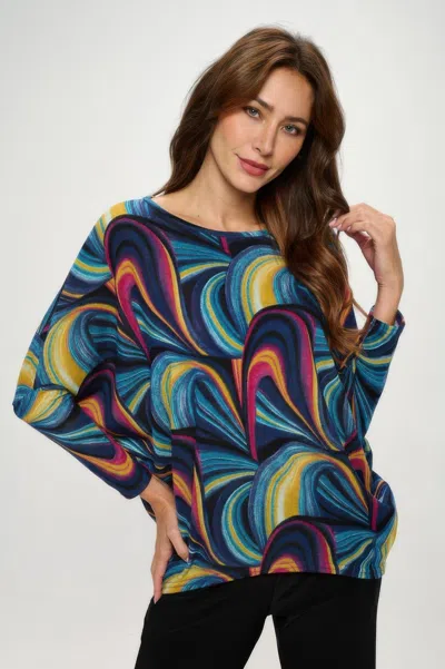 Truedames Mir Batwing Dolman Top In Multi