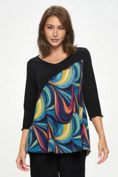 Truedames Mir Bias V-neck Contrast Top In Multi