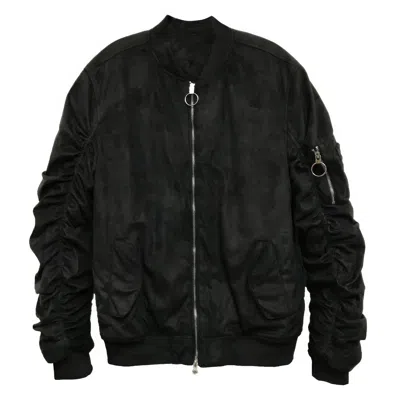 Truedames Mirosuede Scrunched Bomber Jacket In Black