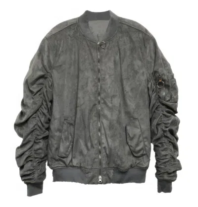 Truedames Mirosuede Scrunched Bomber Jacket In Grey