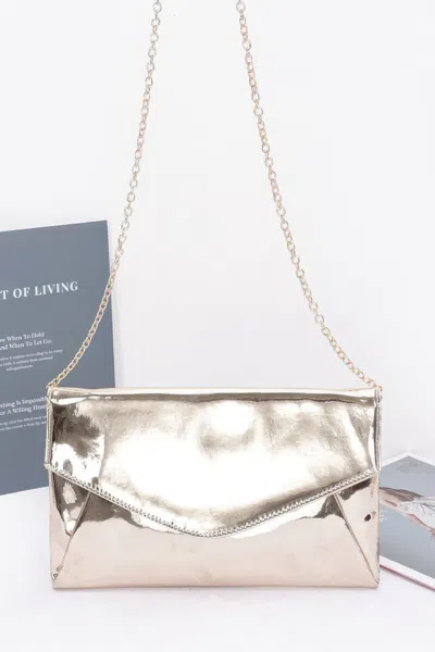 Truedames Mirror Envelope Clutch In Gold