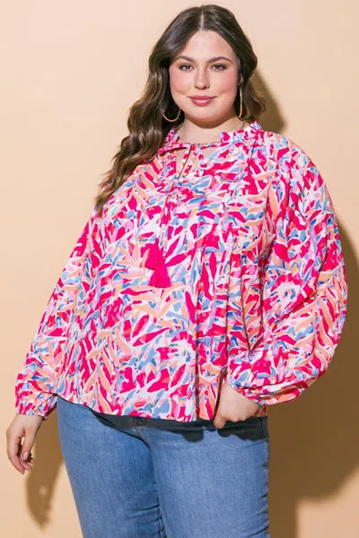 Truedames Mistletoe Moment Woven Top In Pink