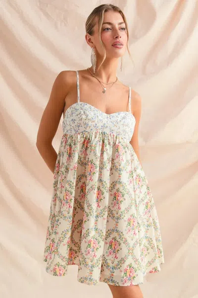 Truedames Mixed Floral Print Sleeveless Mini Dress In Multi