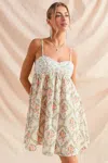 Truedames Mixed Floral Print Sleeveless Mini Dress In Gold