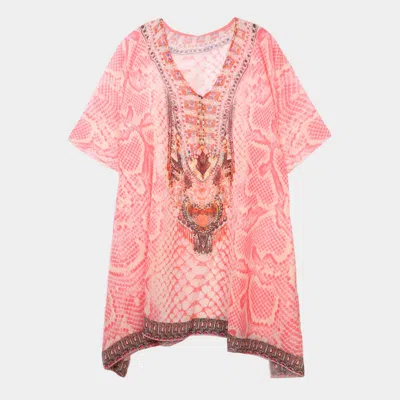Truedames Mixed Print Poncho In Pink