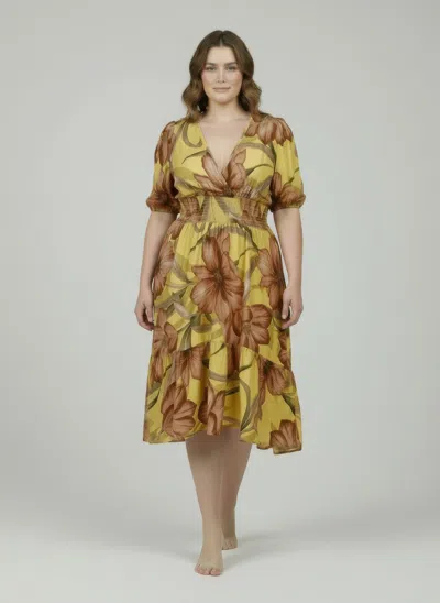 Truedames Mlle Gabrielle Floral Dress In Brown