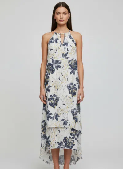 Truedames Mlle Gabrielle Floral Sleeveless Dress In White