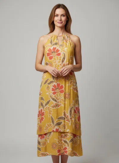 Truedames Mlle Gabrielle Floral Sleeveless Dress In Yellow