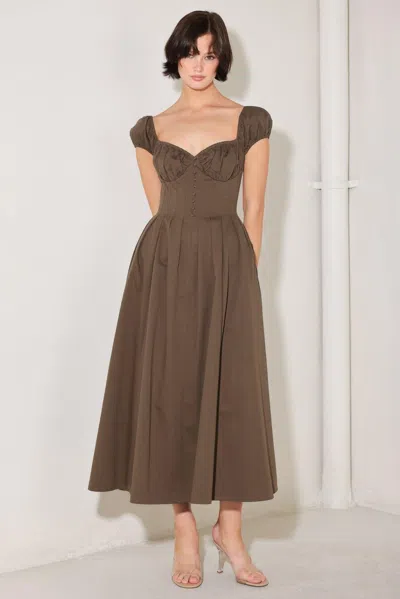 Truedames Mocha Muse Moment Woven Midi Dress In Brown