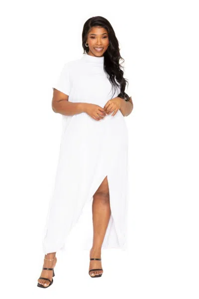 Truedames Mock Neck Back Cape Dress In White