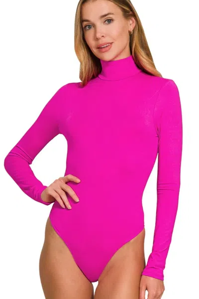 Truedames Mock Neck Long Sleeve Bodysuit In Multi