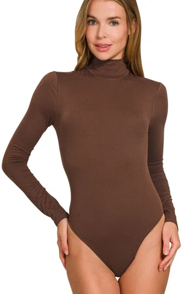 Truedames Mock Neck Long Sleeve Bodysuit In Multi