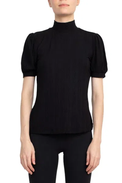 Truedames Mock Neck Short Sleeve Top In Black
