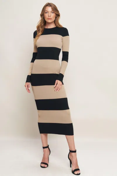 Truedames Modern Attitude Striip Sweater Midi Dress In Multi