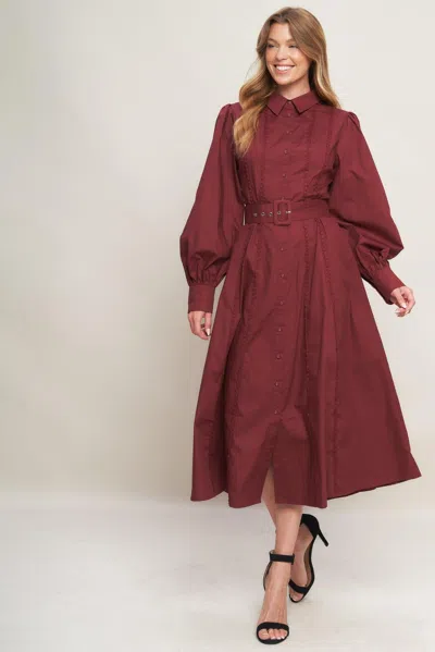 Truedames Modern Femme Burgundy Woven Midi Dress