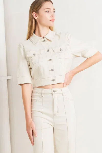 Truedames Modern Neutral Twill Jacket In White
