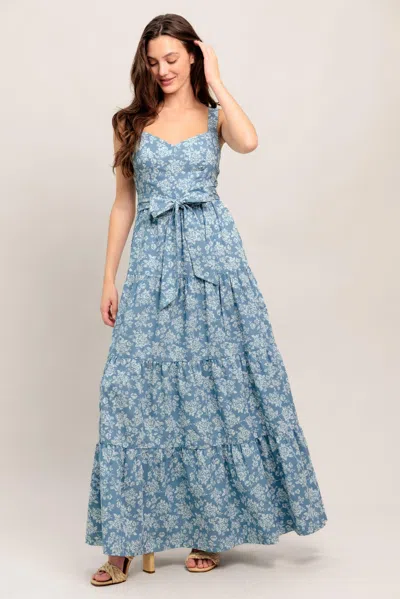 Truedames Modern Prairie Bloom Woven Maxi Dress In Blue