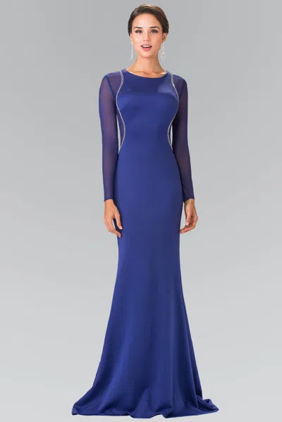 Truedames Modest Long Sleeve Mermaid Prom Dresses In Blue