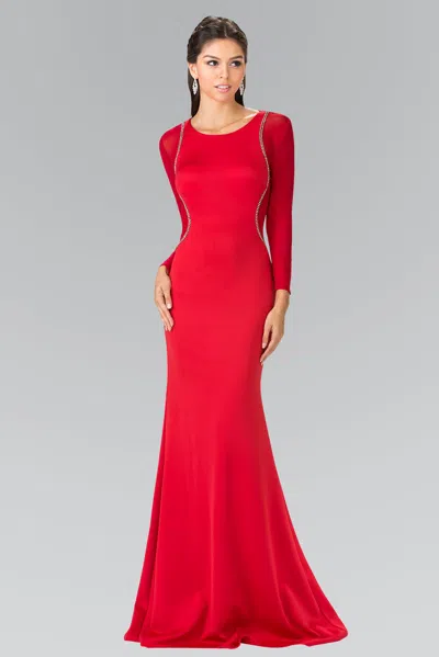 Truedames Modest Long Sleeve Mermaid Prom Dresses In Red