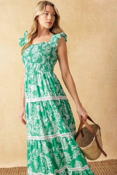Truedames Moment In Time Woven Maxi Dress In Green