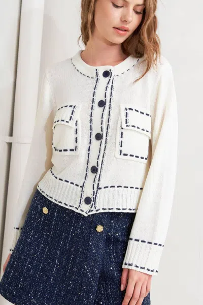 Truedames Mono Frame Sweater Knit Top In Neutral