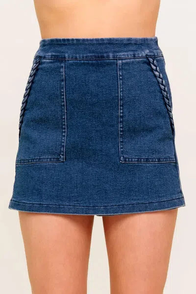 Truedames Moonlight Embrace Medium Indigo Denim Skort In Blue
