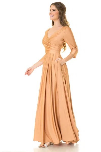 Truedames Mother Of The Bride Dress 3/4 Sleeve A-line Gown In Brown