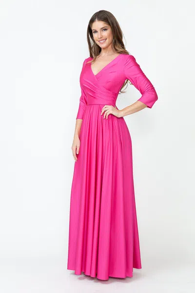 Truedames Mother Of The Bride Dress 3/4 Sleeve A-line Gown In Pink