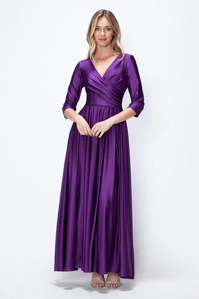 Truedames Mother Of The Bride Dress 3/4 Sleeve A-line Gown In Purple