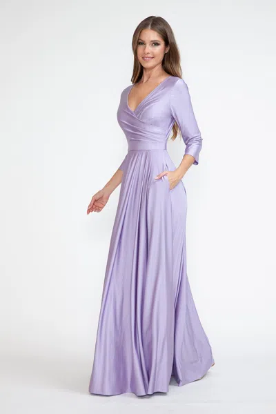 Truedames Mother Of The Bride Dress 3/4 Sleeve A-line Gown In Purple