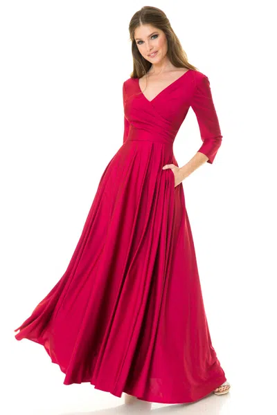 Truedames Mother Of The Bride Dress 3/4 Sleeve A-line Gown In Red