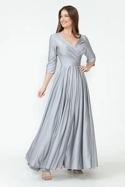 Truedames Mother Of The Bride Dress 3/4 Sleeve A-line Gown In Silver