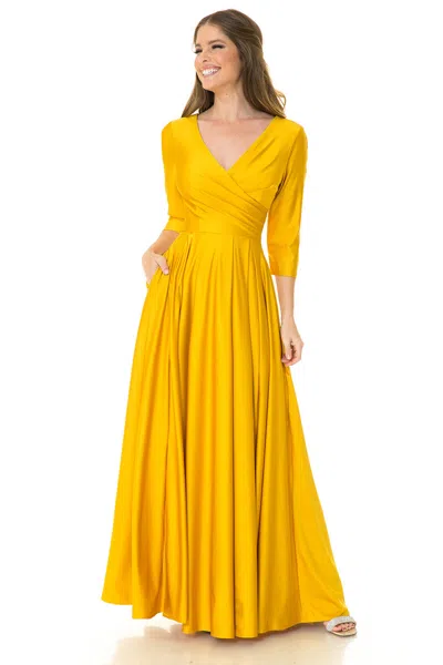 Truedames Mother Of The Bride Dress 3/4 Sleeve A-line Gown In Yellow