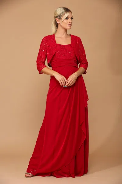 Truedames Mother Of The Bride Dress Square Neck Formal Gown In Red