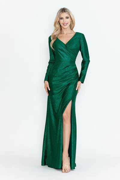Truedames Mother Of The Bride Dress V-neck Long Formal Gown In Green