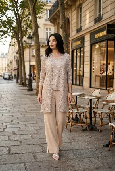 Truedames Mother Of The Bride Jacket Pant Suit In Transparent