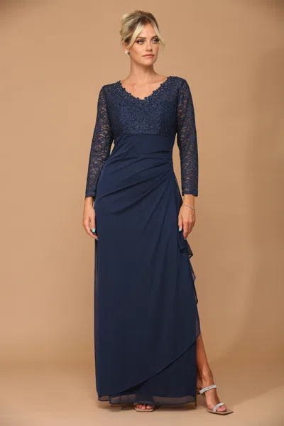 Truedames Mother Of The Bride Lace Long Gown In Blue