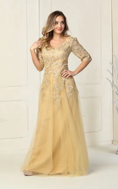 Truedames Mother Of The Bride Long Dress In Gold