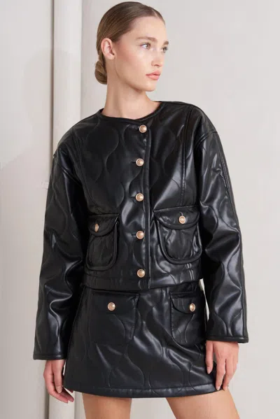 Truedames Moto Chic Faux Leather Jacket In Black